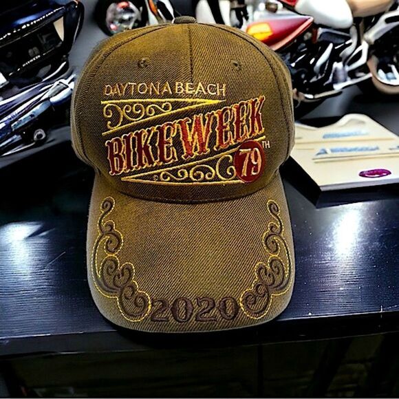 Daytona Beach l 2020 Bike Week l Baseball hat l Brown, Embroidered l New - Picture 1 of 7